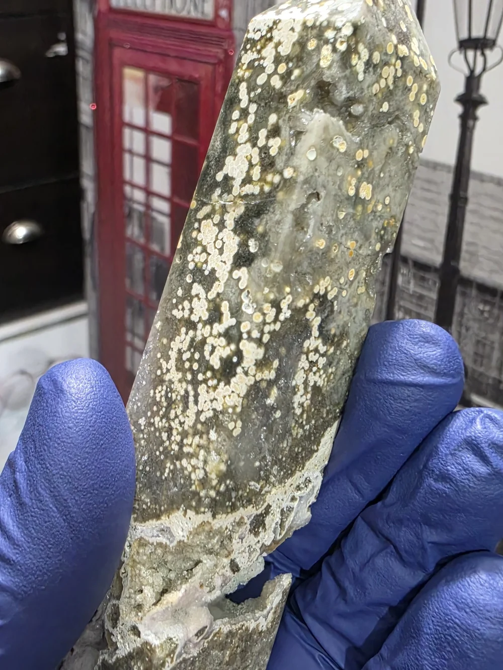 Polished Ocean Jasper Point - Green, Cream & White